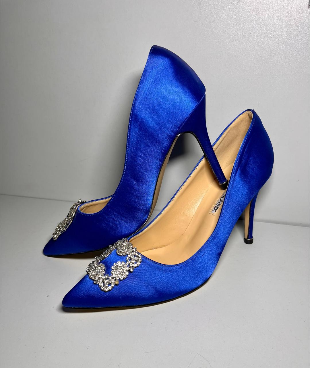 MANOLO BLAHNIK Синие текстильные туфли, фото 2