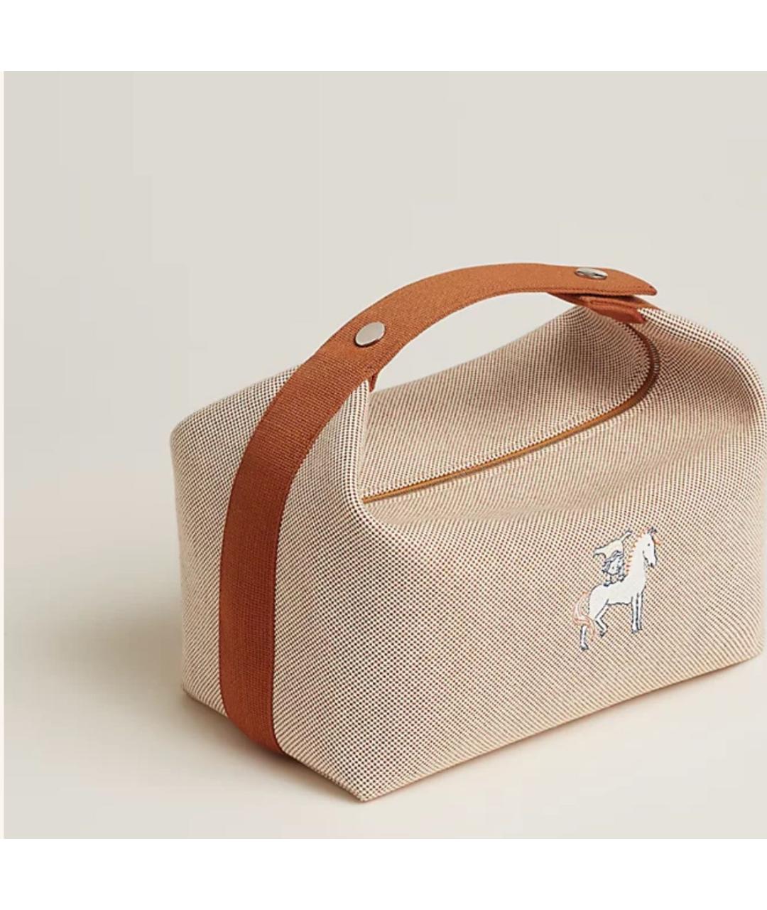 HERMES Коричневая шерстяная косметичка, фото 5