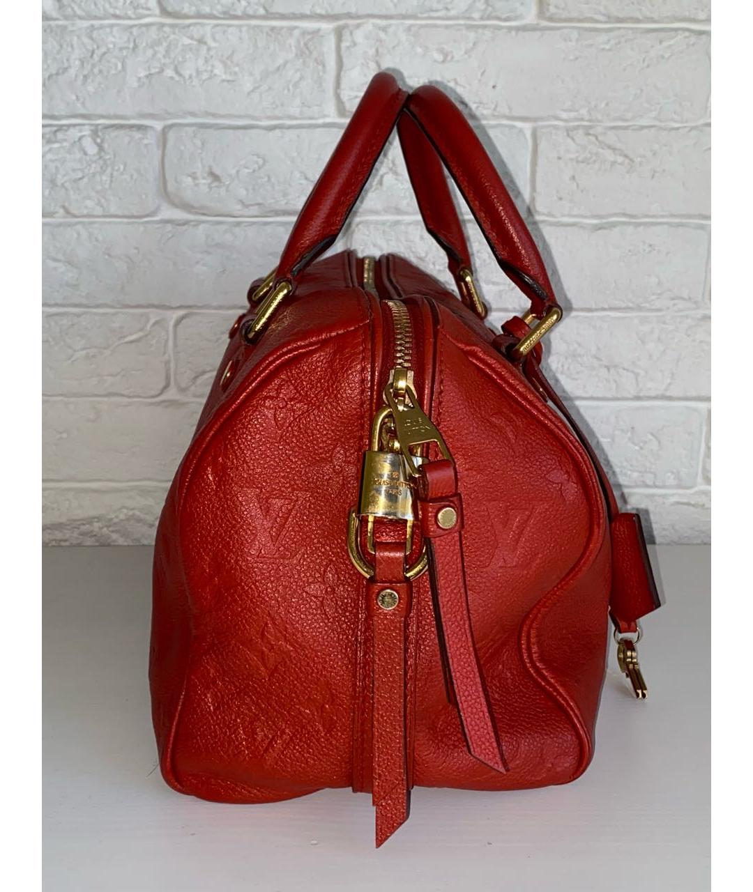 LOUIS VUITTON Красная кожаная сумка с короткими ручками, фото 3