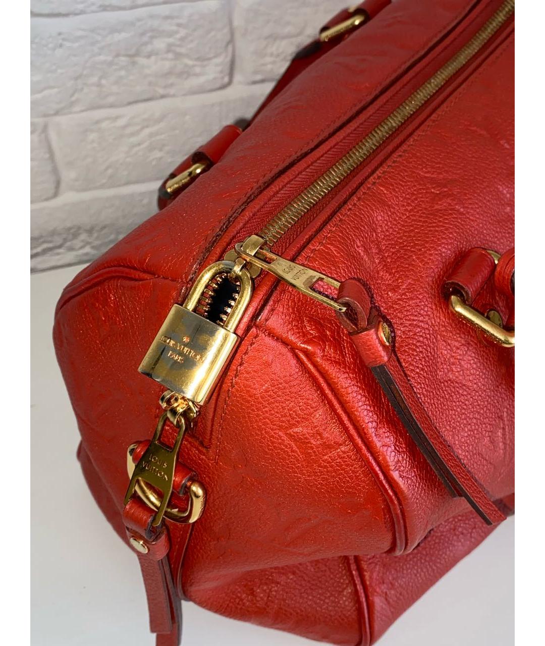 LOUIS VUITTON Красная кожаная сумка с короткими ручками, фото 7