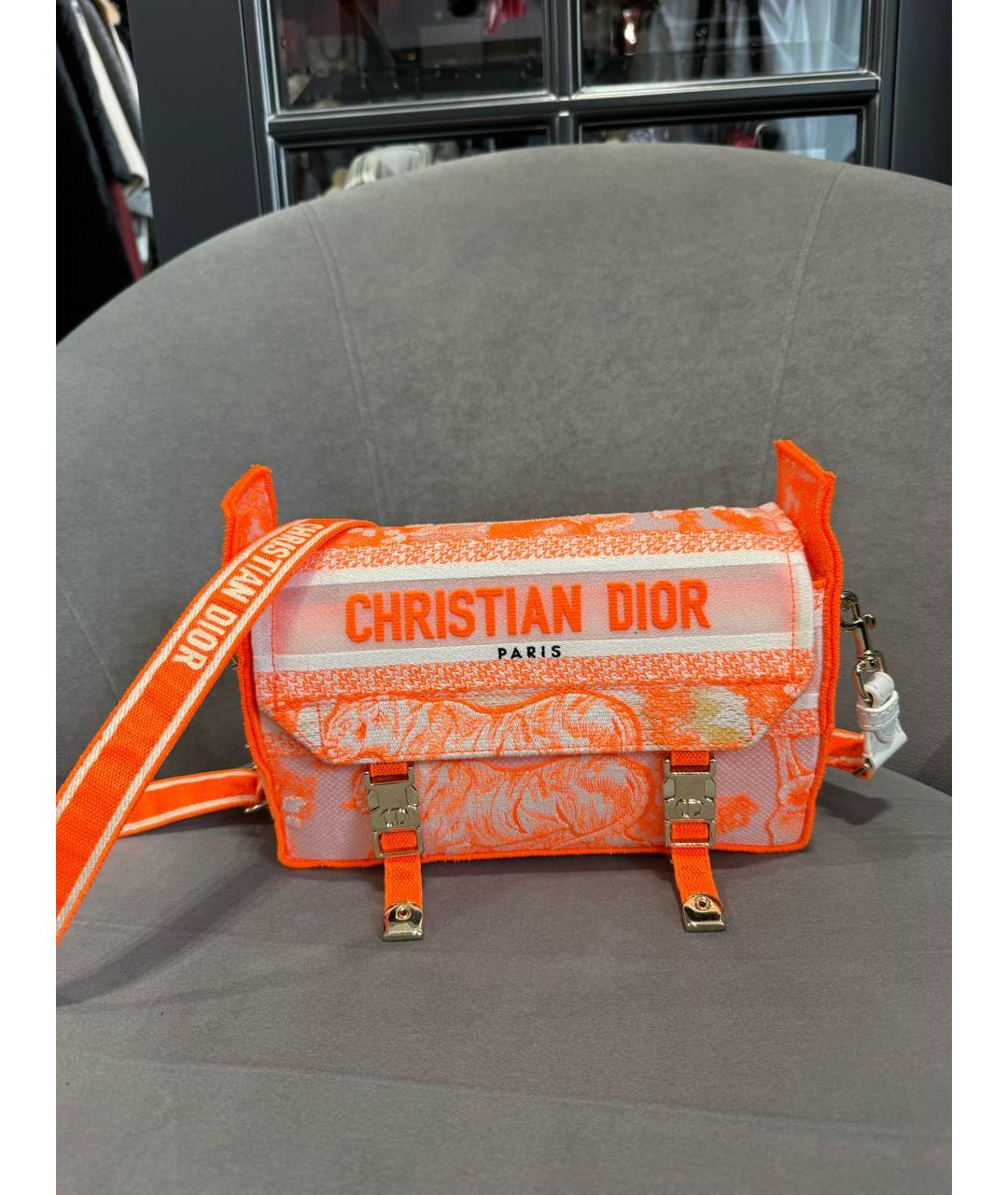 CHRISTIAN DIOR Оранжевая синтетическая сумка через плечо, фото 3