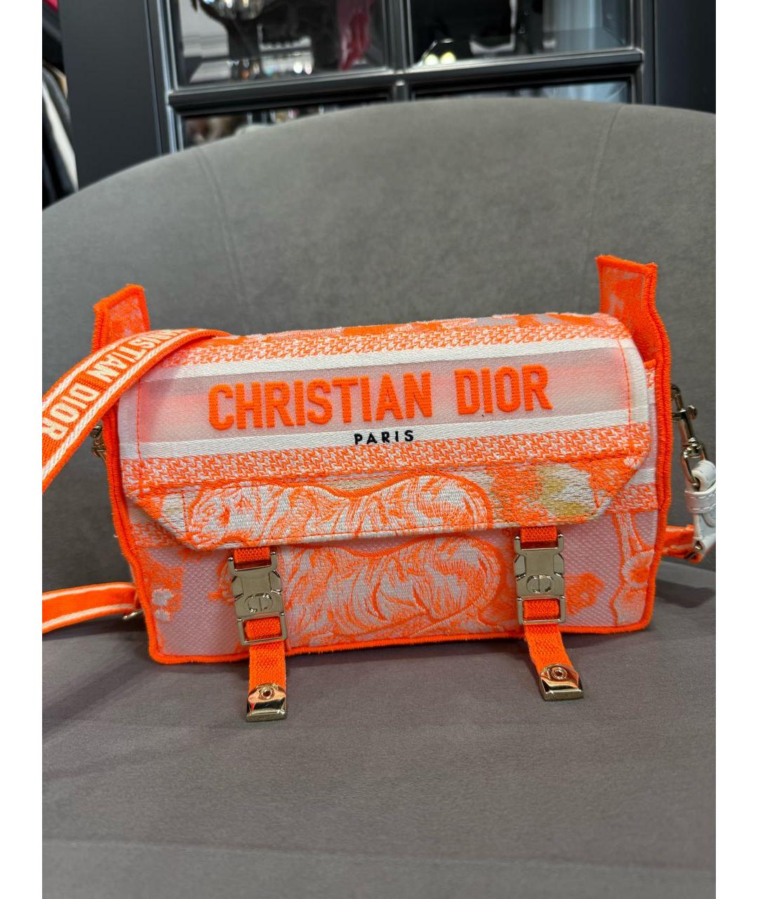 CHRISTIAN DIOR Оранжевая синтетическая сумка через плечо, фото 4