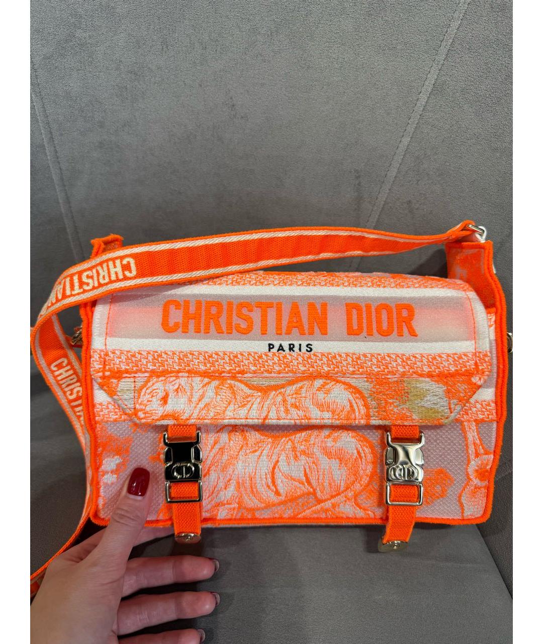 CHRISTIAN DIOR Оранжевая синтетическая сумка через плечо, фото 7