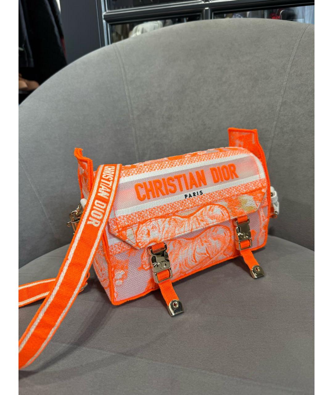 CHRISTIAN DIOR Оранжевая синтетическая сумка через плечо, фото 5