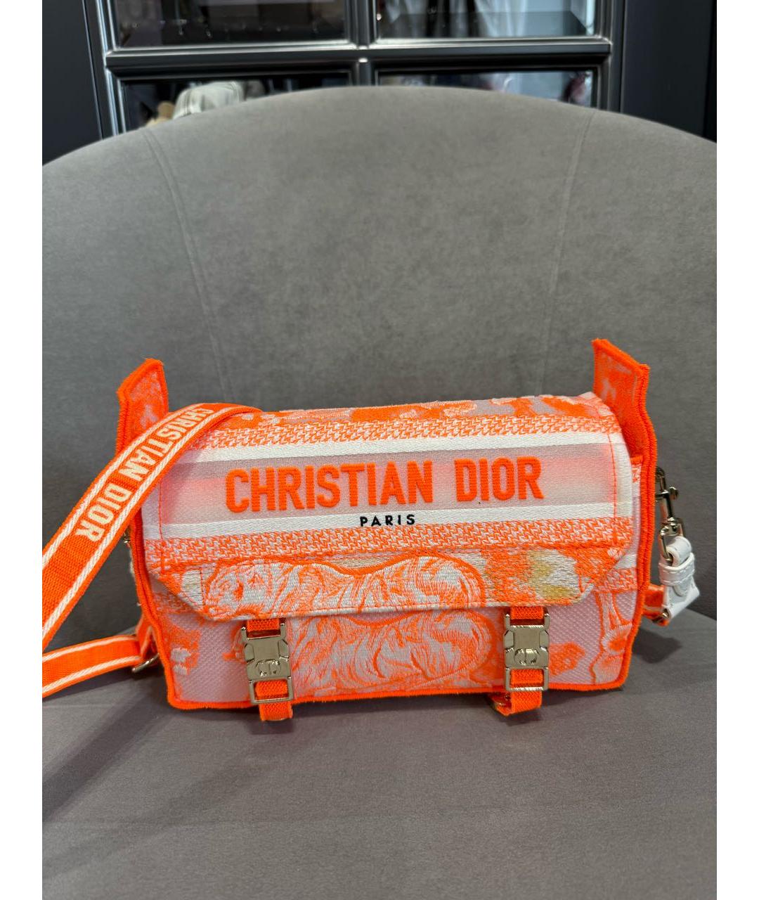 CHRISTIAN DIOR Оранжевая синтетическая сумка через плечо, фото 2