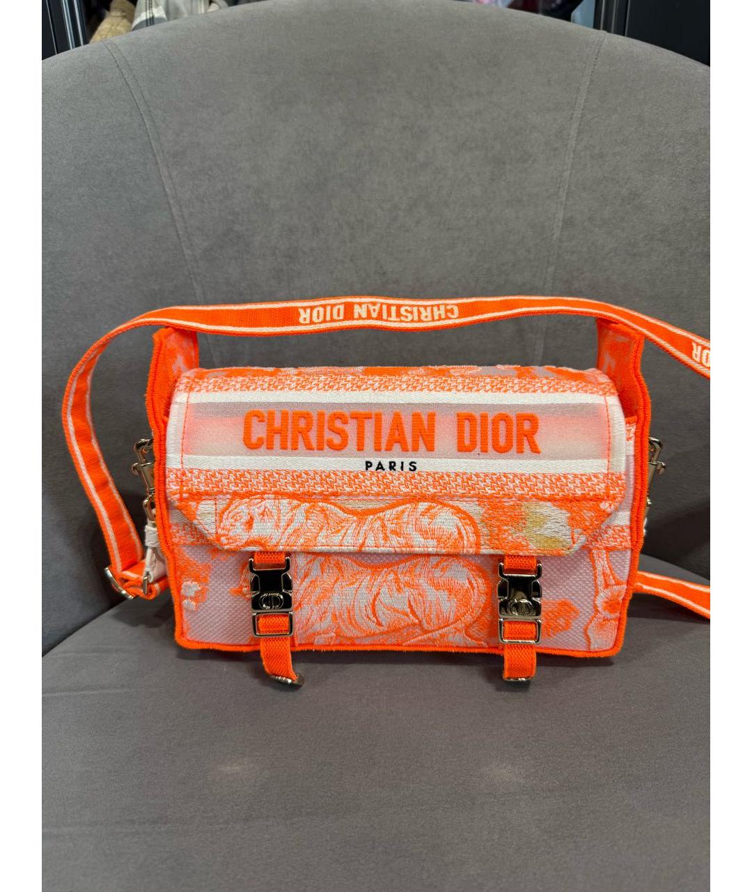 CHRISTIAN DIOR Оранжевая синтетическая сумка через плечо, фото 9