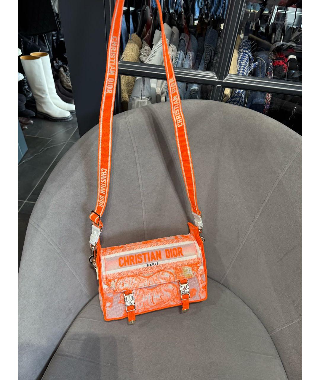 CHRISTIAN DIOR Оранжевая синтетическая сумка через плечо, фото 8
