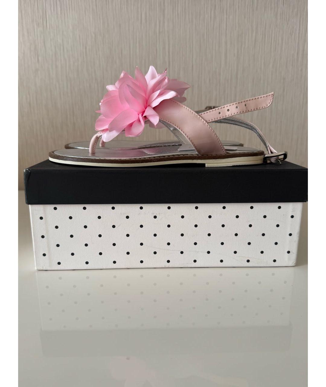 MONNALISA Розовые кожаные сандалии и шлепанцы, фото 8