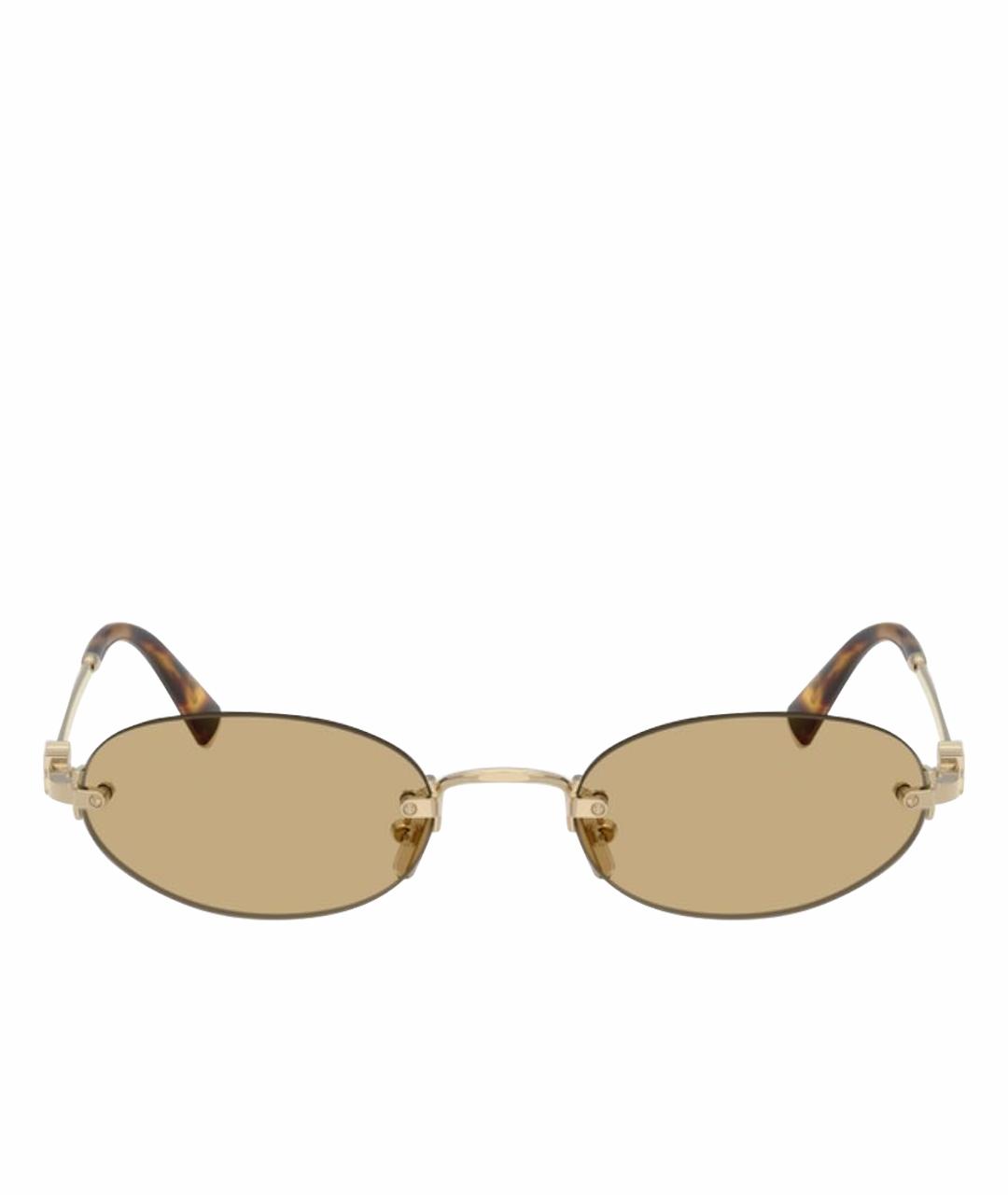 MIU MIU Золотые металлические солнцезащитные очки, фото 1