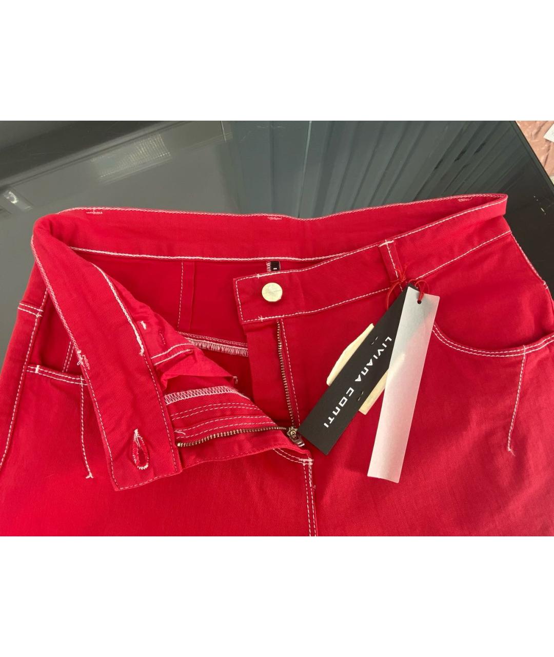 LIVIANA CONTI Красные хлопко-эластановые джинсы слим, фото 3