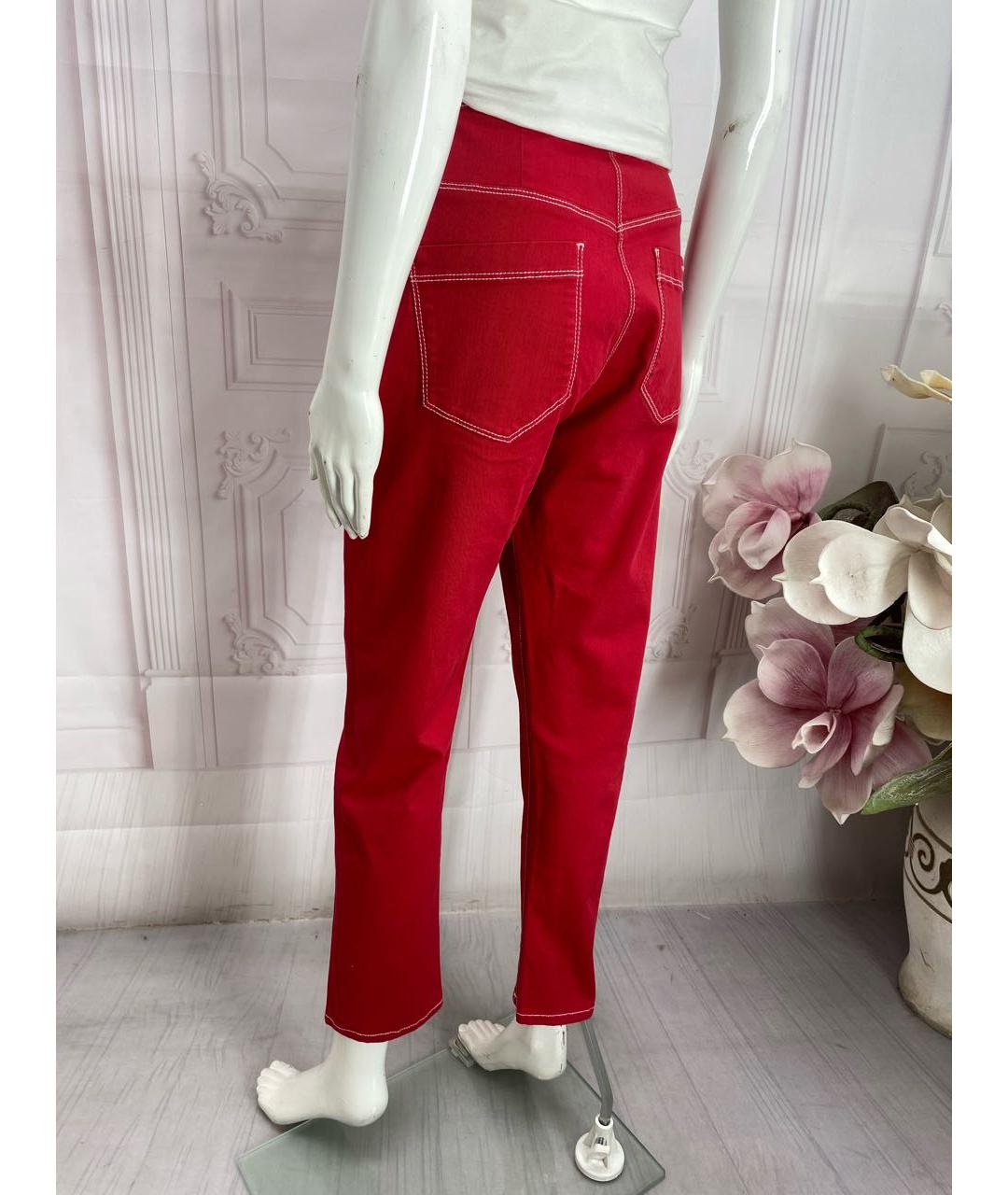 LIVIANA CONTI Красные хлопко-эластановые джинсы слим, фото 7