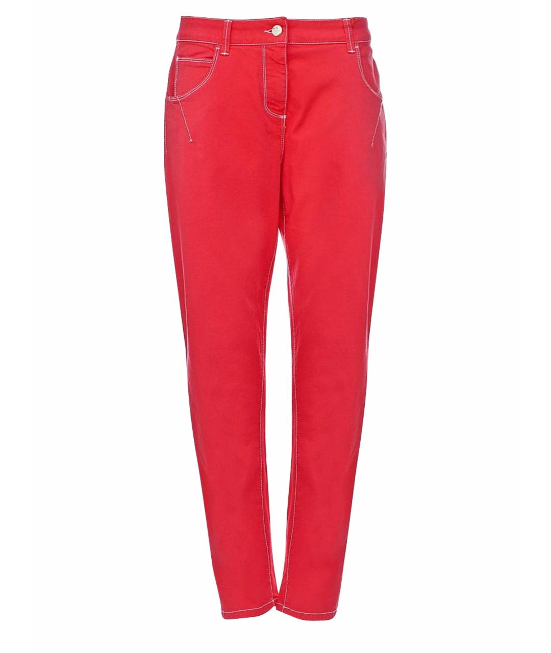 LIVIANA CONTI Красные хлопко-эластановые джинсы слим, фото 1
