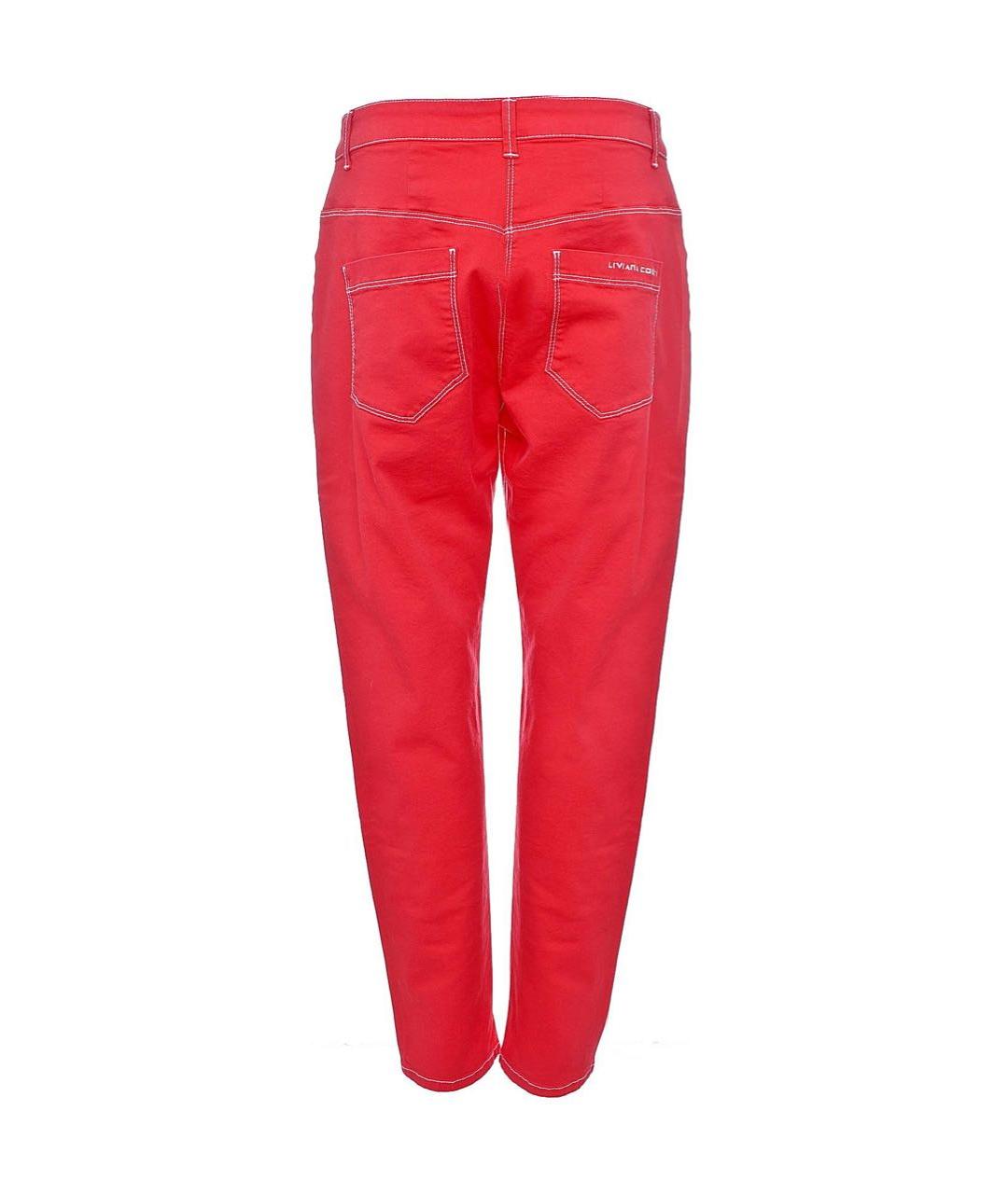 LIVIANA CONTI Красные хлопко-эластановые джинсы слим, фото 2