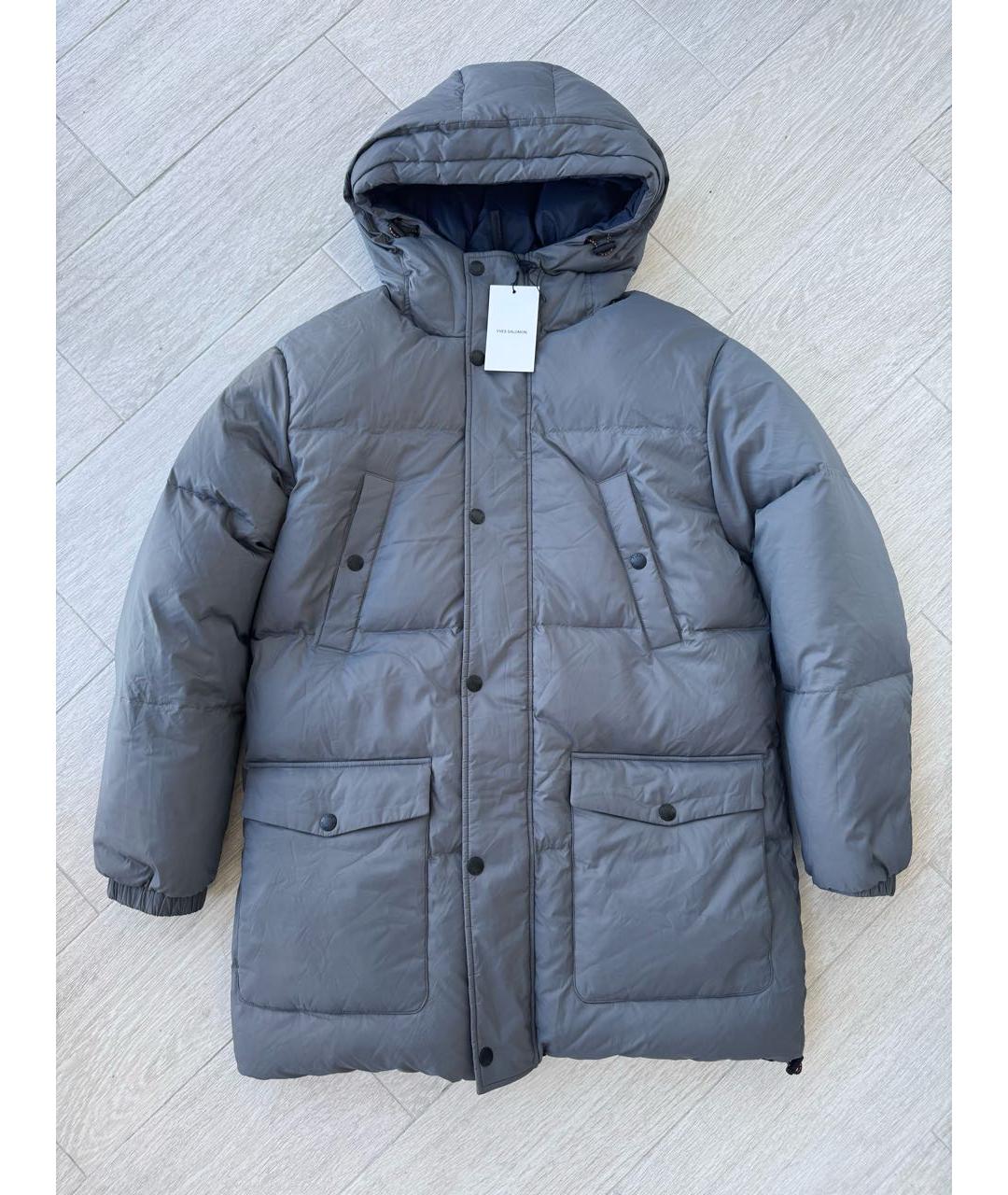 YVES SALOMON Серый полиэстеровый пуховик, фото 8
