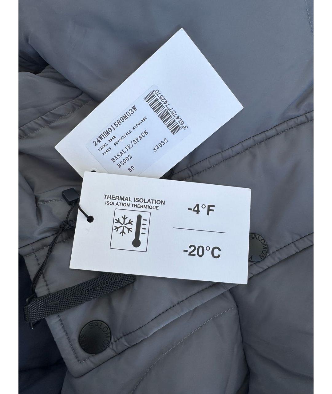 YVES SALOMON Серый полиэстеровый пуховик, фото 7