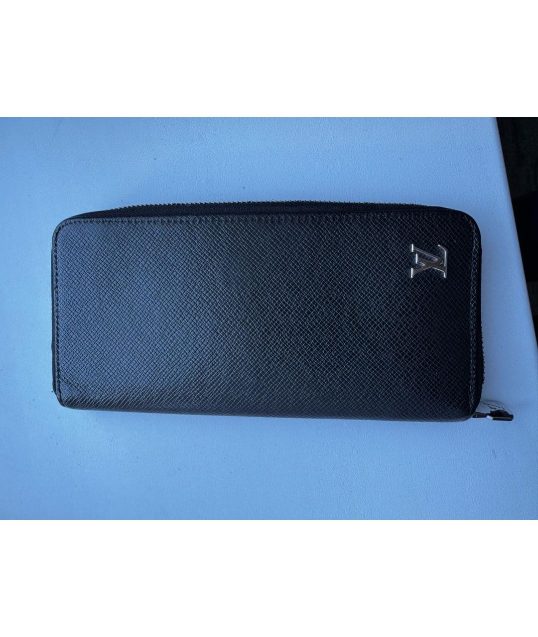 LOUIS VUITTON Черный кожаный кошелек, фото 5