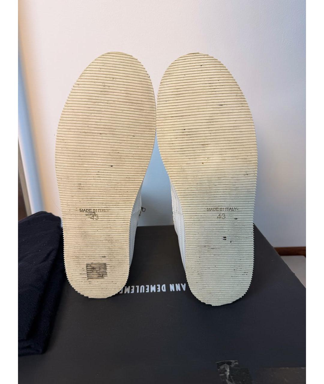 ANN DEMEULEMEESTER Белые кожаные высокие кроссовки / кеды, фото 7