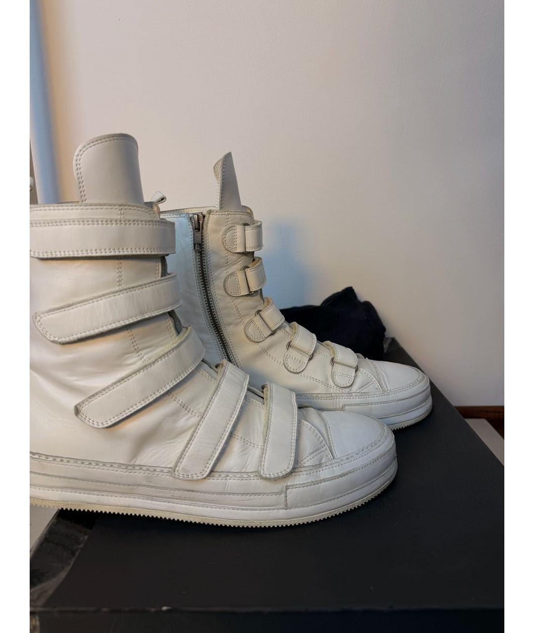 ANN DEMEULEMEESTER Белые кожаные высокие кроссовки / кеды, фото 8