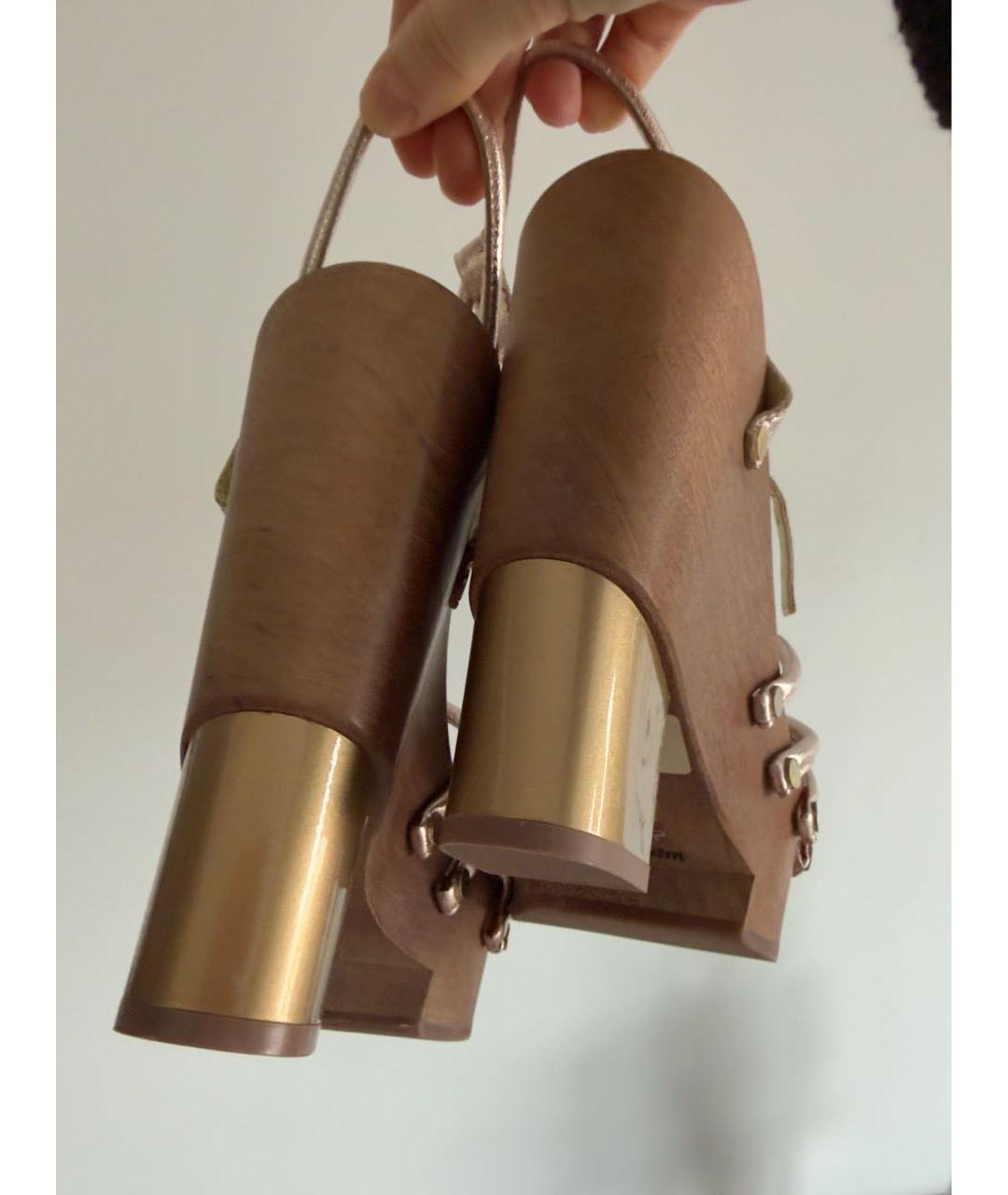 POLLINI Золотые кожаные босоножки, фото 4