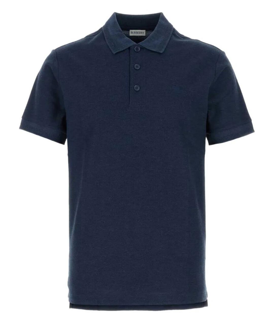 BURBERRY Синее хлопковое поло с коротким рукавом, фото 1