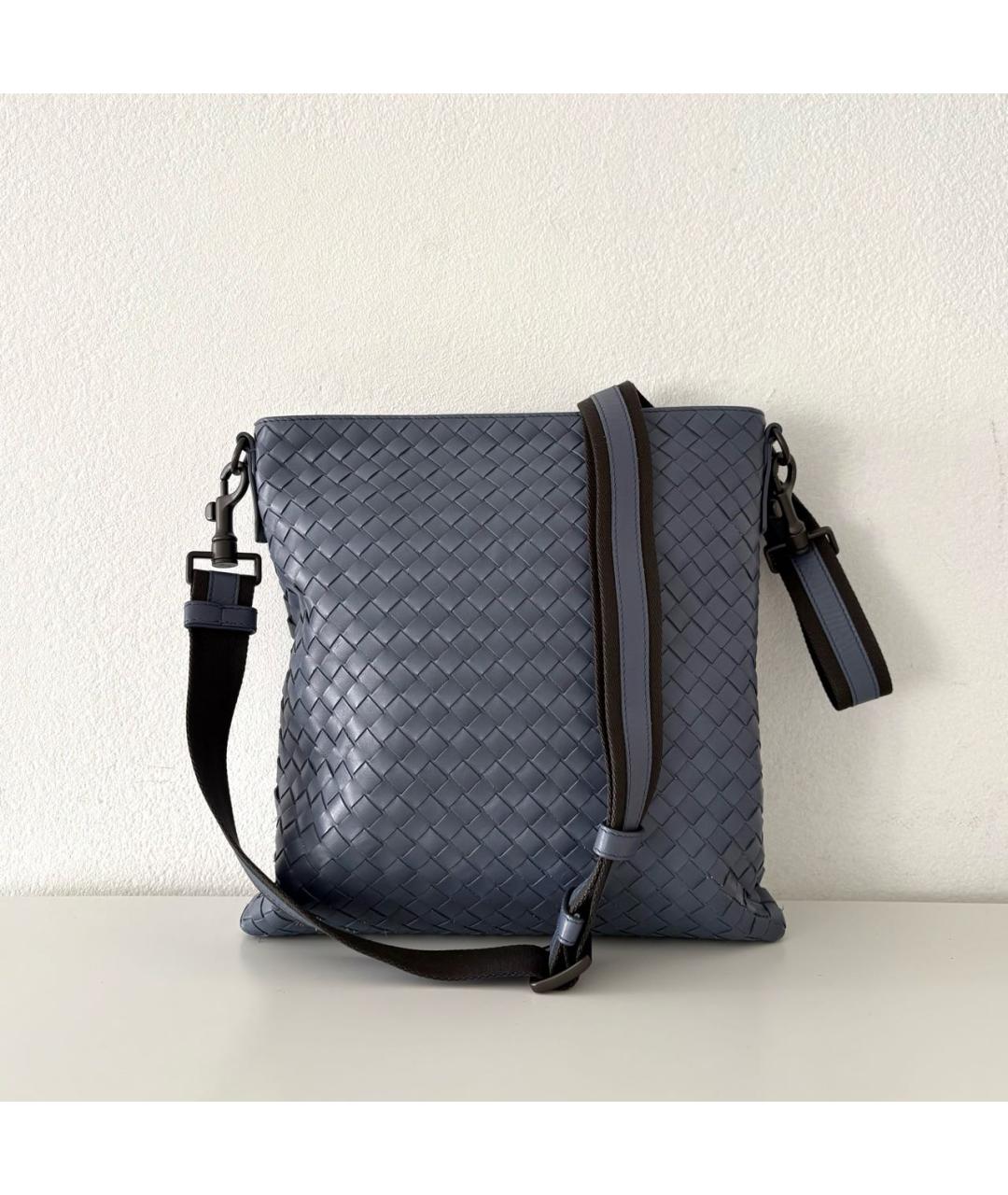 BOTTEGA VENETA Голубая кожаная сумка через плечо, фото 9