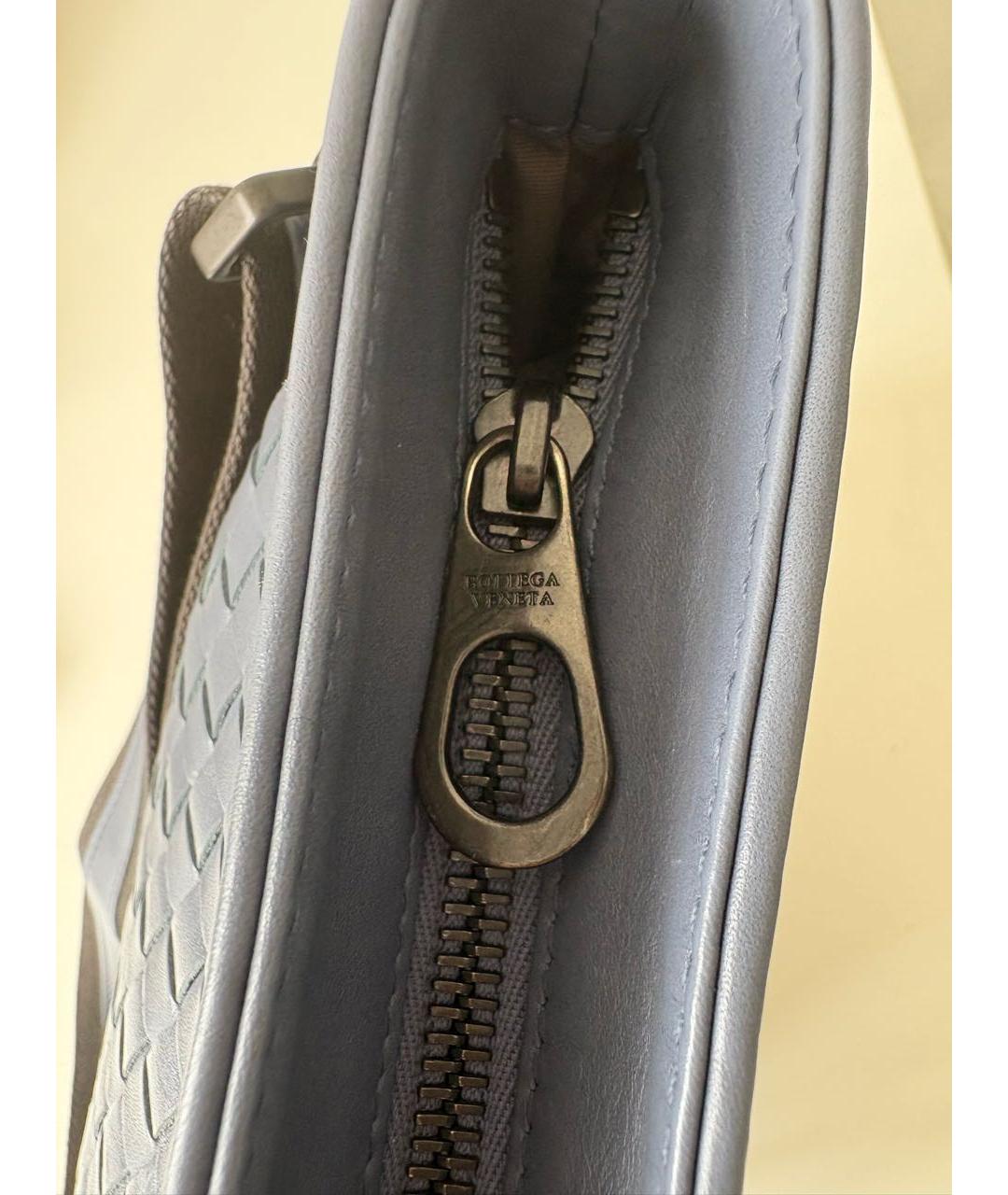 BOTTEGA VENETA Голубая кожаная сумка через плечо, фото 8