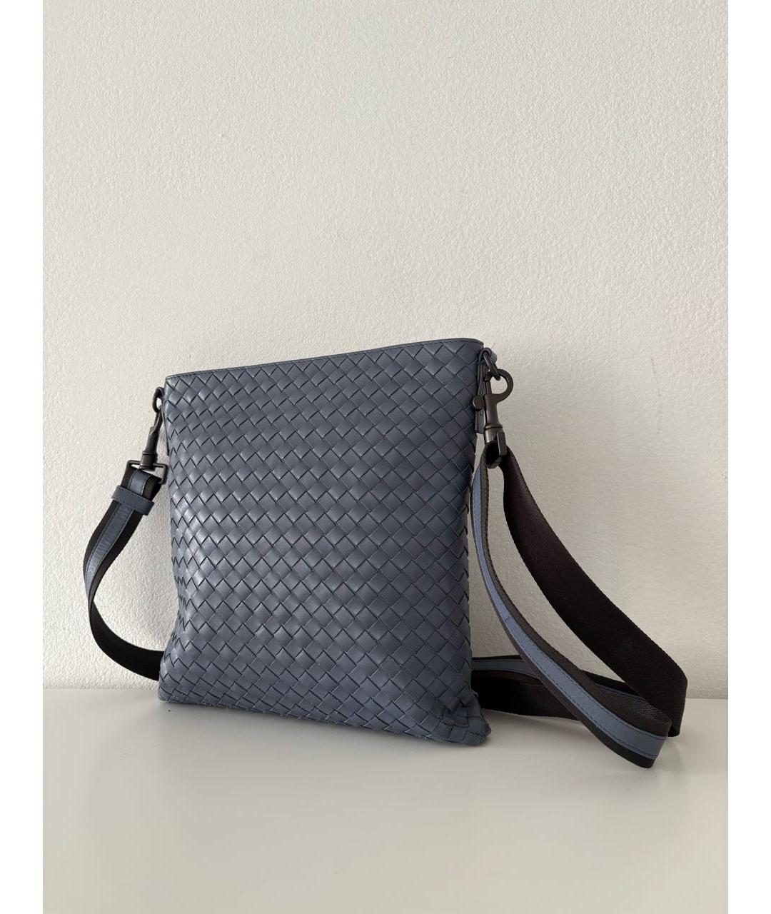 BOTTEGA VENETA Голубая кожаная сумка через плечо, фото 2