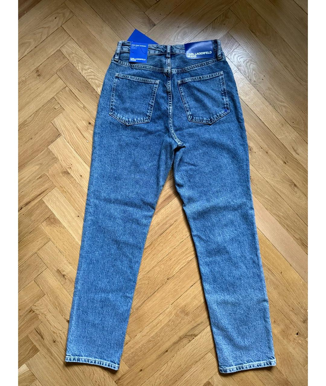 KARL LAGERFELD Синие хлопковые прямые джинсы, фото 2