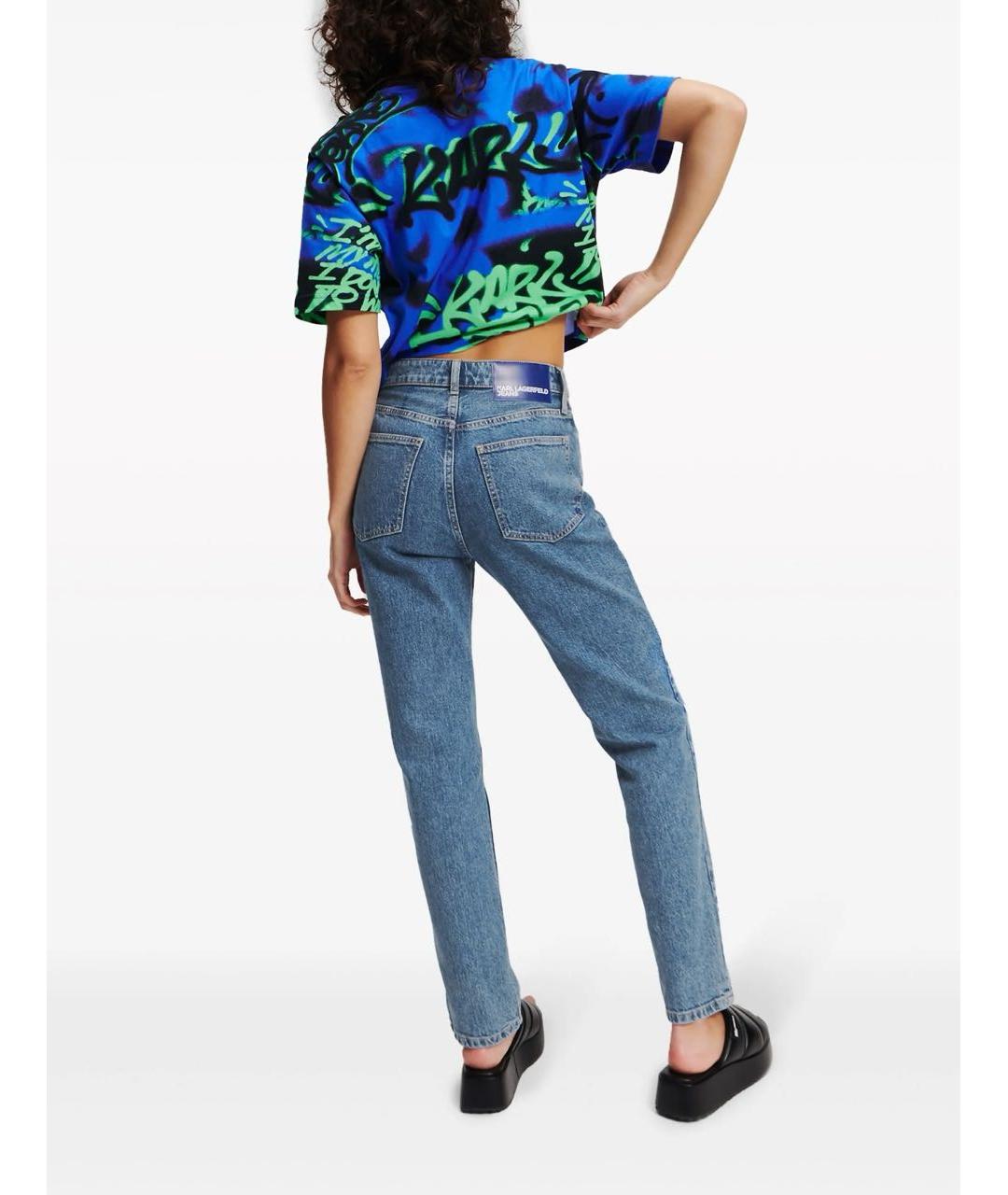 KARL LAGERFELD Синие хлопковые прямые джинсы, фото 7