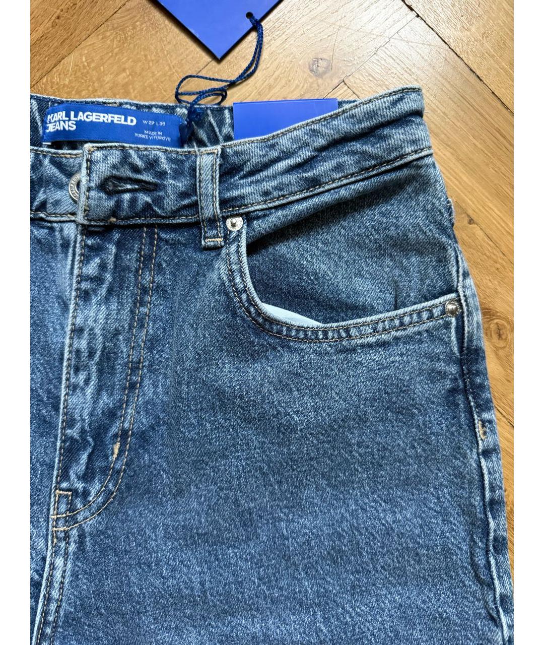 KARL LAGERFELD Синие хлопковые прямые джинсы, фото 4