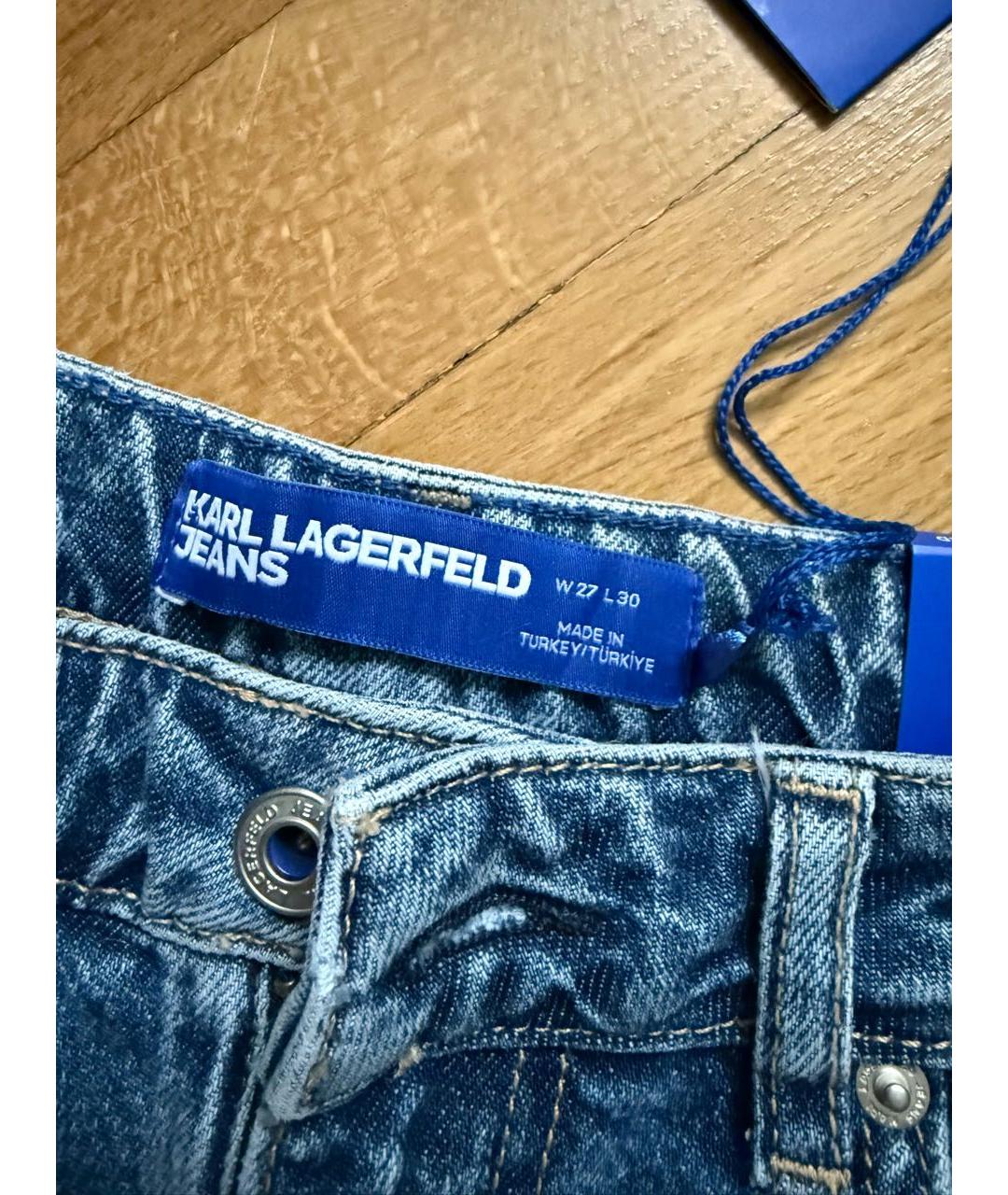 KARL LAGERFELD Синие хлопковые прямые джинсы, фото 3