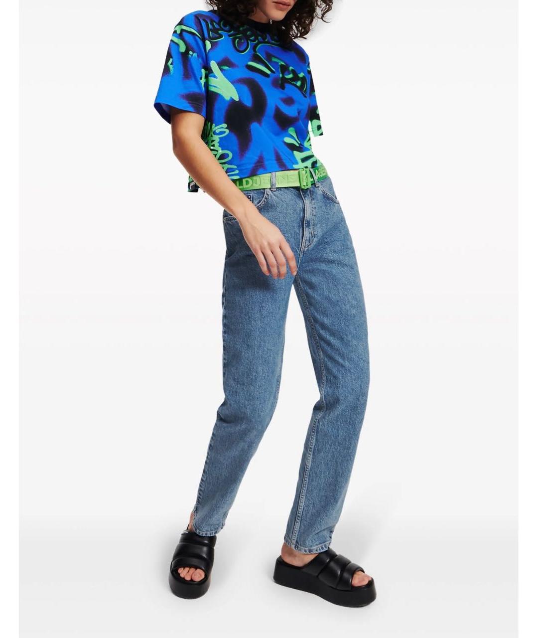 KARL LAGERFELD Синие хлопковые прямые джинсы, фото 5