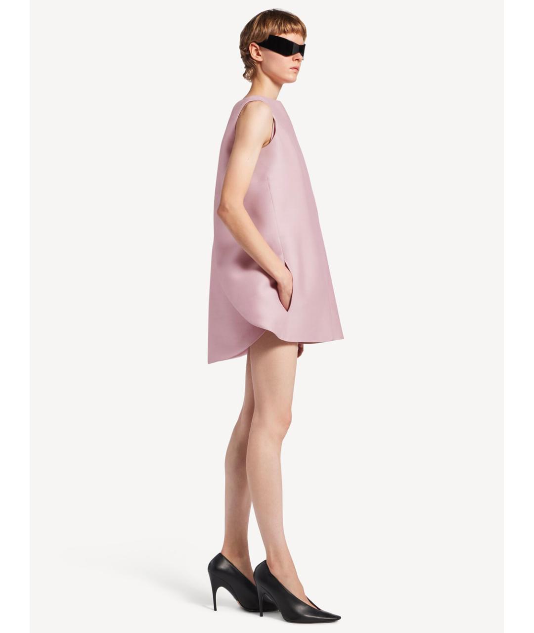 BALENCIAGA Розовое шерстяное повседневное платье, фото 4