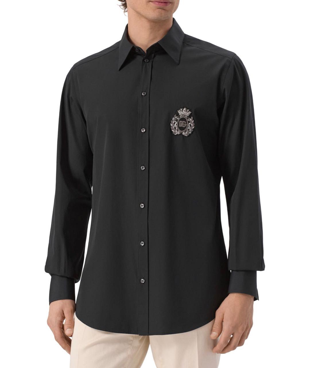 DOLCE&GABBANA Черная хлопковая классическая рубашка, фото 2