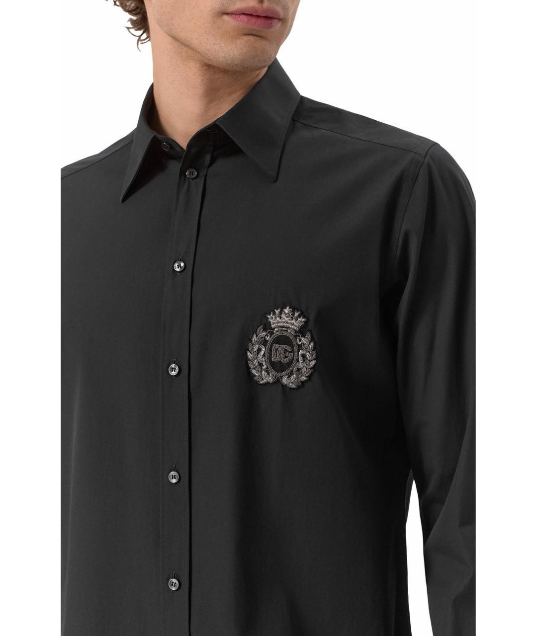 DOLCE&GABBANA Черная хлопковая классическая рубашка, фото 4
