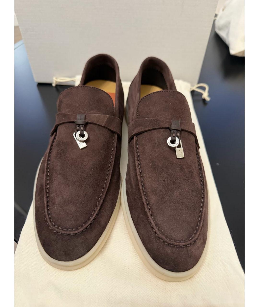 LORO PIANA Коричневые замшевые лоферы, фото 2