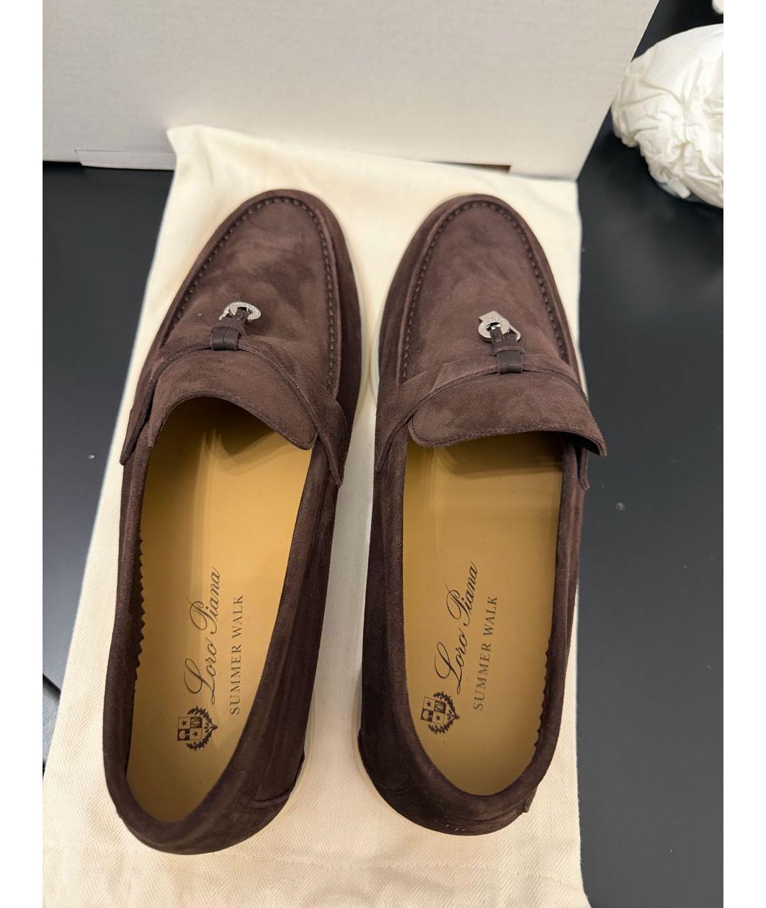 LORO PIANA Коричневые замшевые лоферы, фото 3