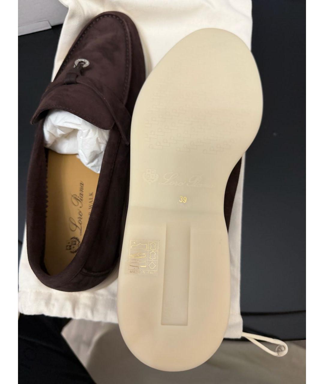 LORO PIANA Коричневые замшевые лоферы, фото 6