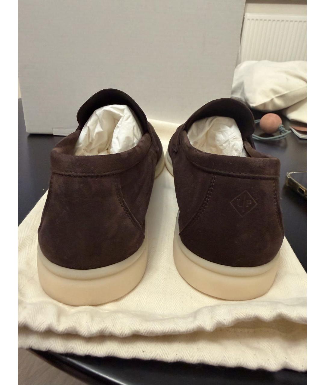 LORO PIANA Коричневые замшевые лоферы, фото 4