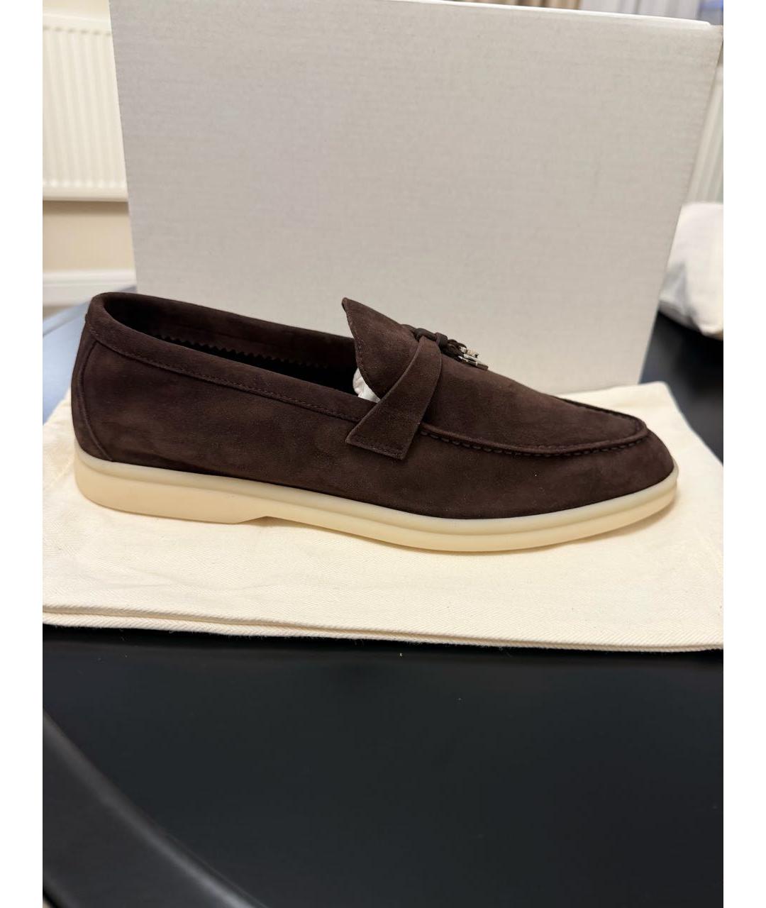 LORO PIANA Коричневые замшевые лоферы, фото 7