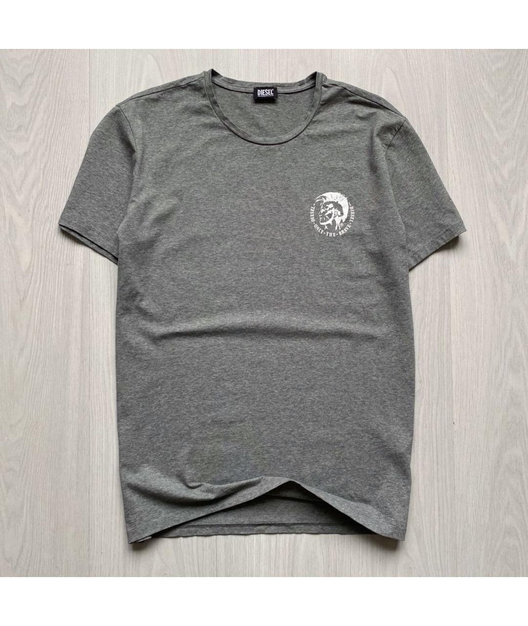 DIESEL Серая хлопко-эластановая футболка, фото 8