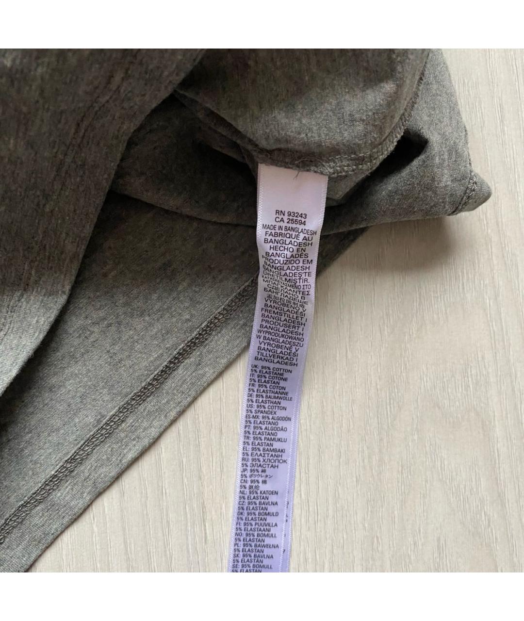 DIESEL Серая хлопко-эластановая футболка, фото 7