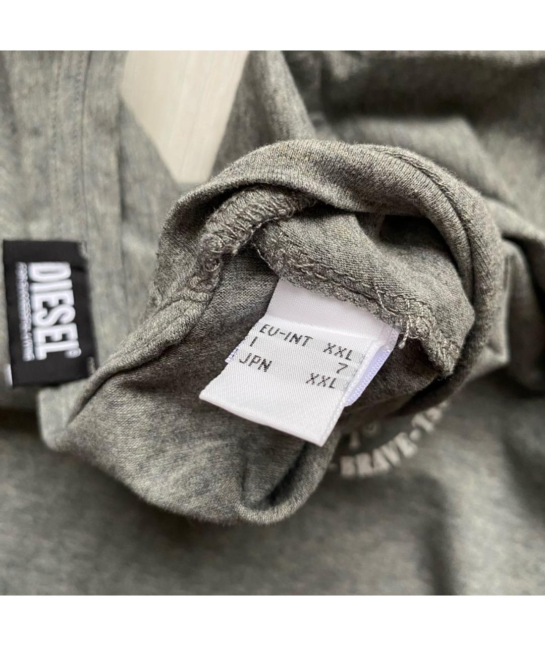 DIESEL Серая хлопко-эластановая футболка, фото 6