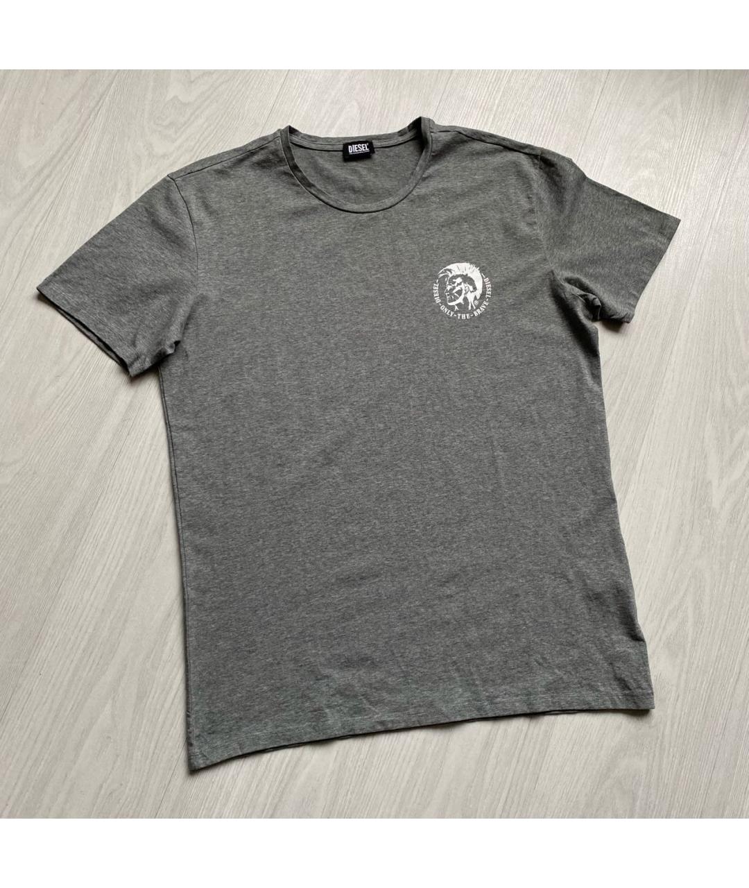 DIESEL Серая хлопко-эластановая футболка, фото 4