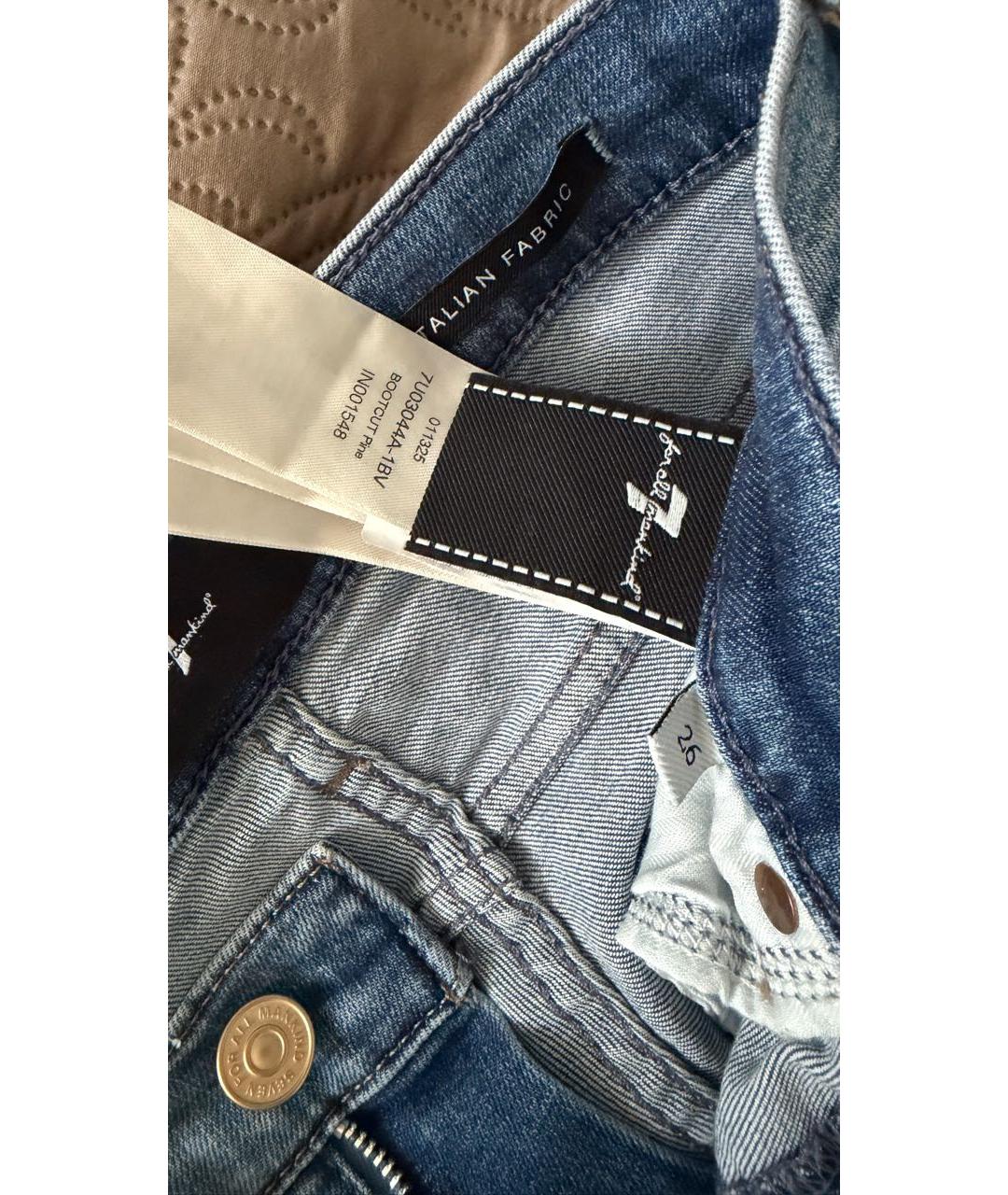 7 FOR ALL MANKIND Синие хлопковые джинсы слим, фото 6