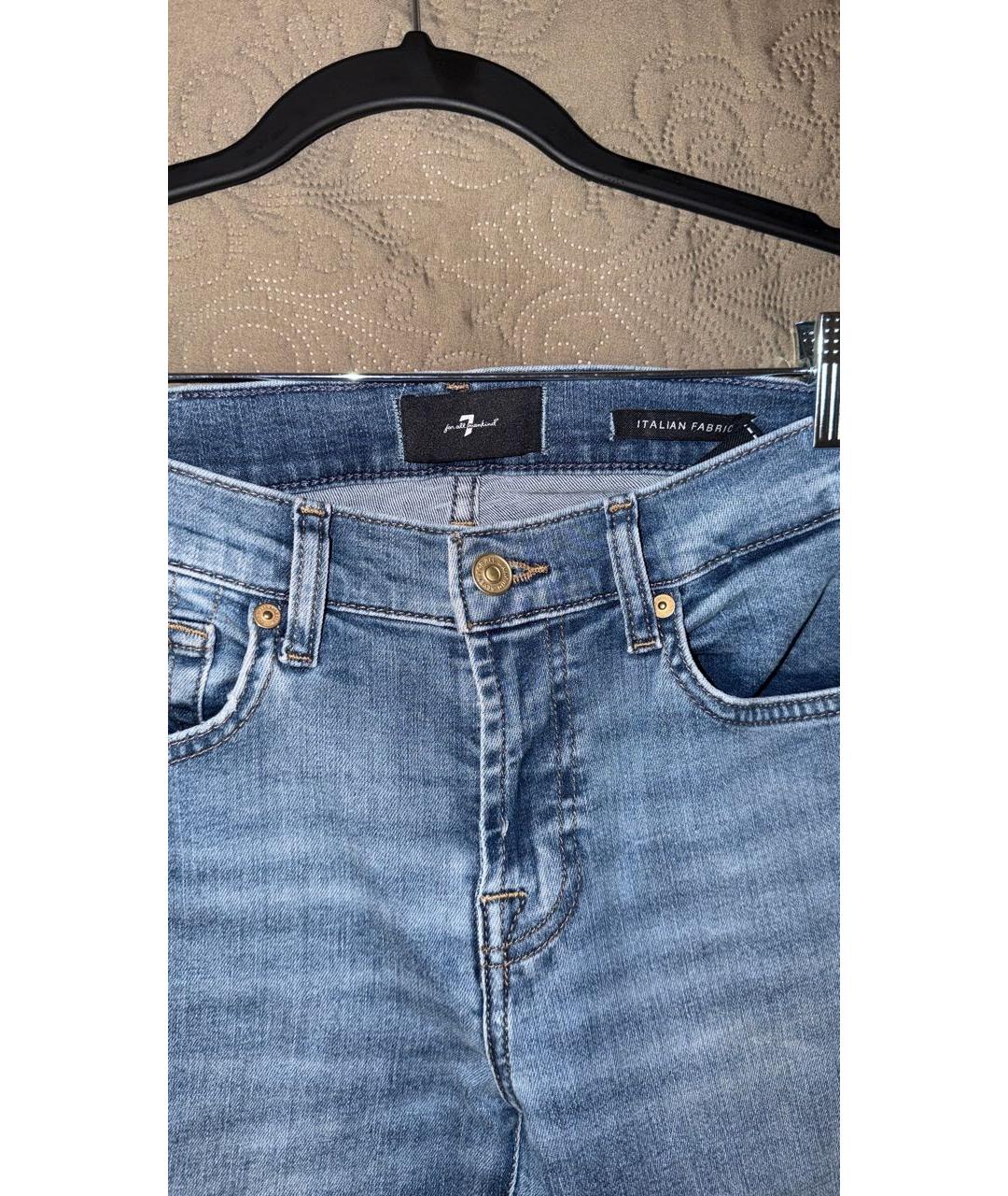 7 FOR ALL MANKIND Синие хлопковые джинсы слим, фото 3