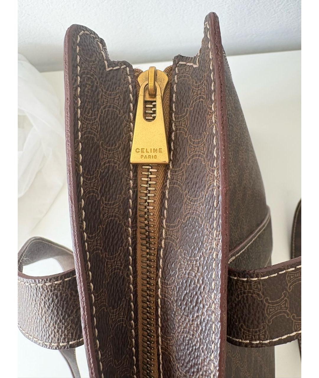 CELINE Коричневая кожаная сумка тоут, фото 7