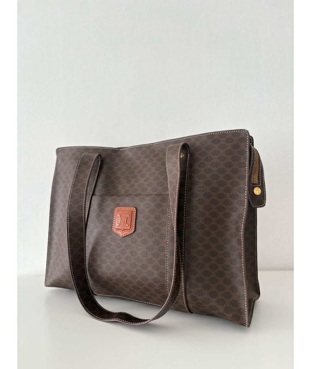 CELINE Коричневая кожаная сумка тоут, фото 3