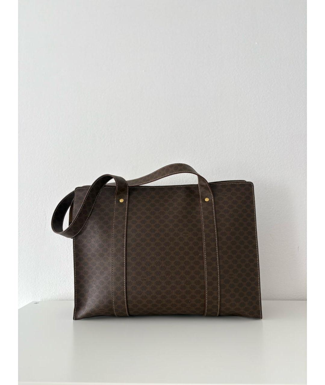 CELINE Коричневая кожаная сумка тоут, фото 2