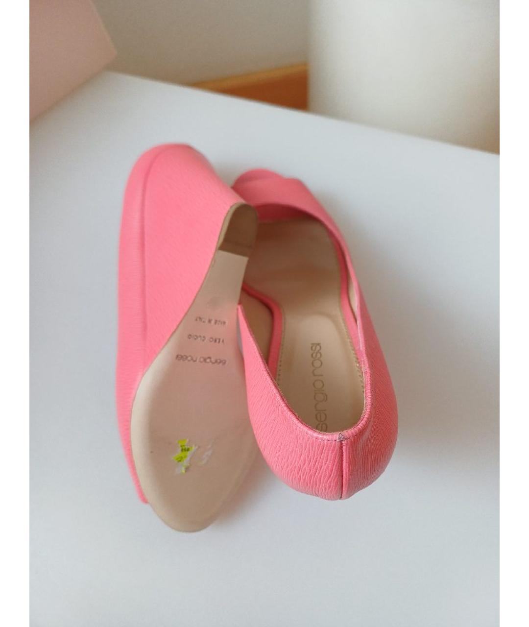 SERGIO ROSSI Коралловые кожаные туфли, фото 9